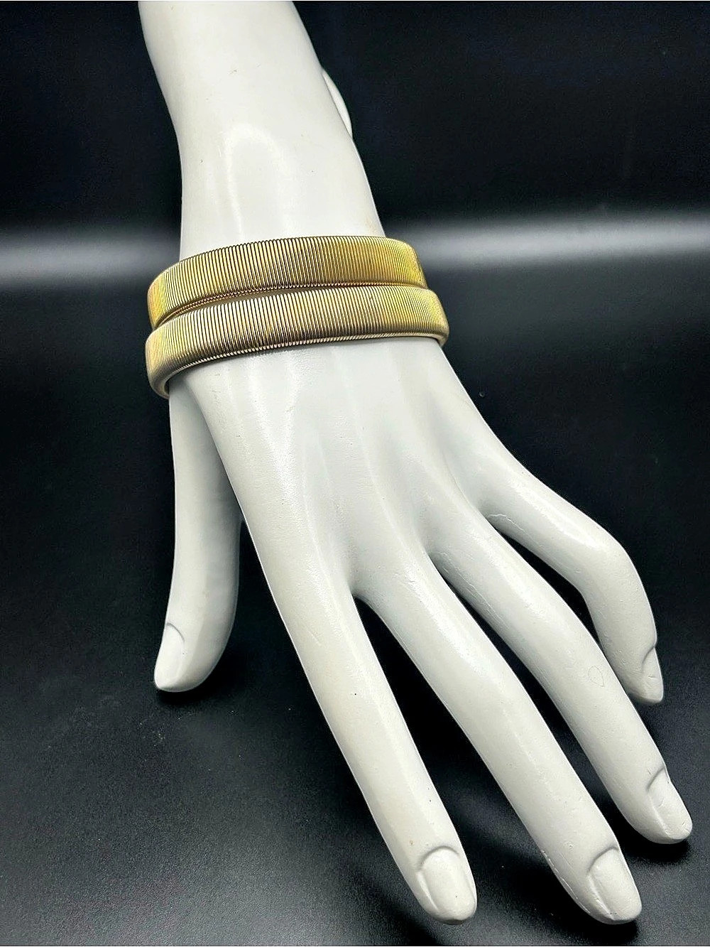 Gold-Tone Ribbed Bracelet Set